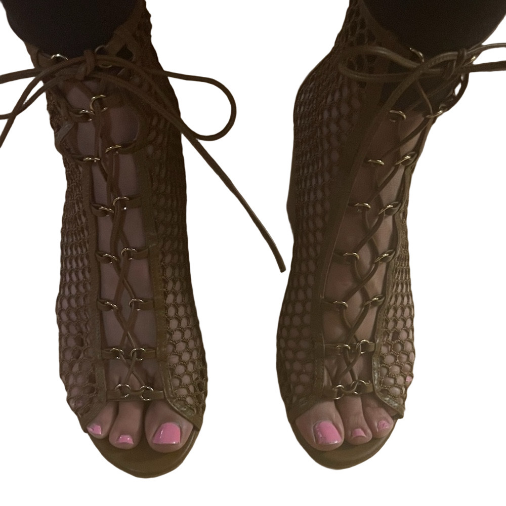 Gianvito Rossi Tan Lace-Up Heeled Gladiator Heels - 10 - Picture 8 of 13